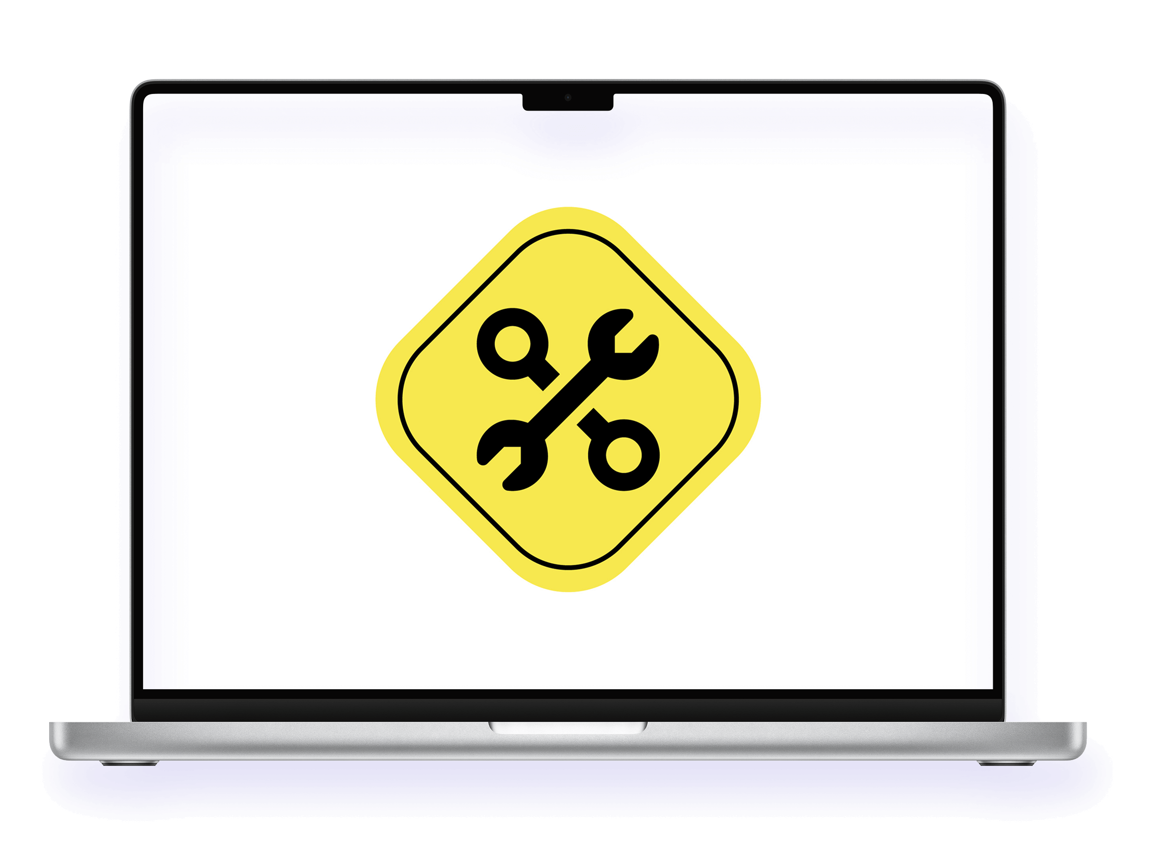 A képen egy karbantartás ikonnal jelzett laptop szerepel